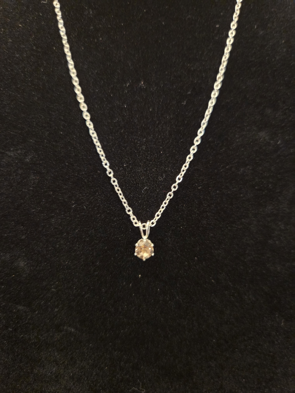 Sterling Silver Champagne Solitaire Pendant Necklace